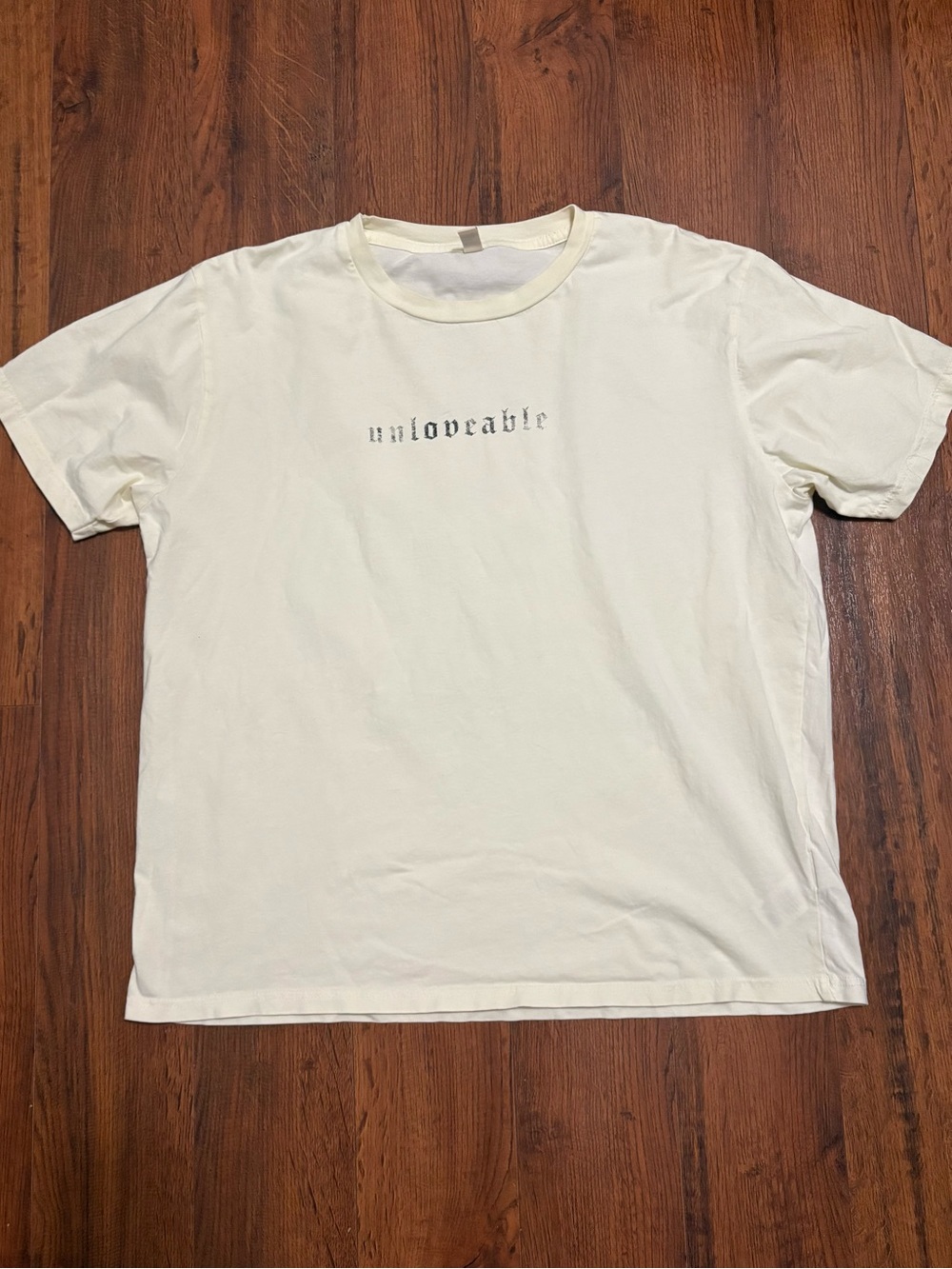 Morrissey Unlovable Tee Natural XL Organic Cotton Front & Back Graphic